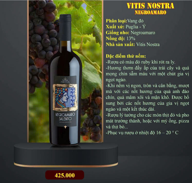 Rượu vang Vitis Nostra Negroamaro Salento